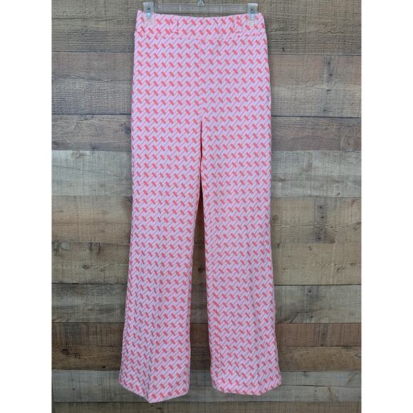Vintage 1970s MOD Pink Pull On Flare Leg Trouser Polyester Pants Sz Small - Picture 2 of 5
